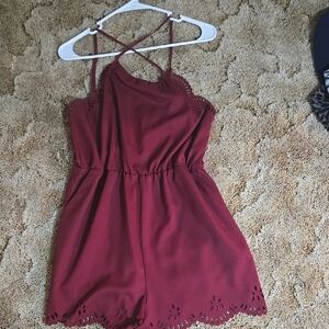 Burgundy One Piece Romper